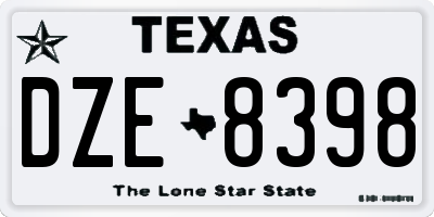 TX license plate DZE8398