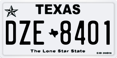 TX license plate DZE8401