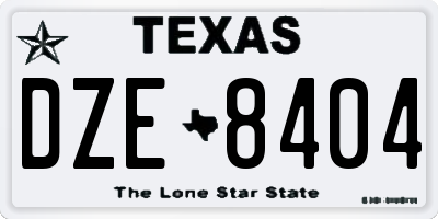 TX license plate DZE8404