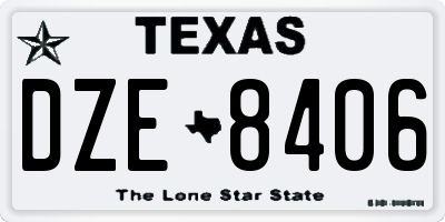 TX license plate DZE8406