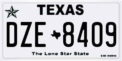 TX license plate DZE8409