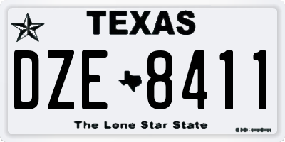 TX license plate DZE8411