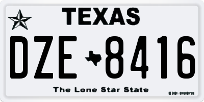 TX license plate DZE8416