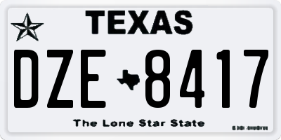 TX license plate DZE8417