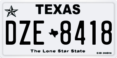 TX license plate DZE8418