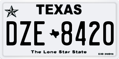 TX license plate DZE8420