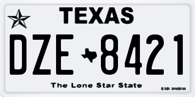 TX license plate DZE8421