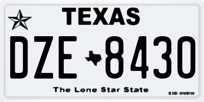 TX license plate DZE8430
