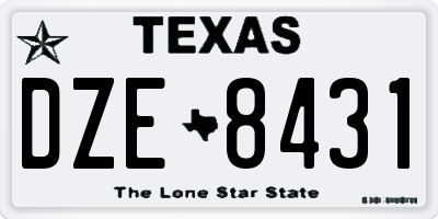 TX license plate DZE8431