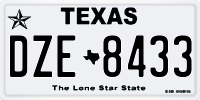 TX license plate DZE8433