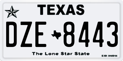 TX license plate DZE8443