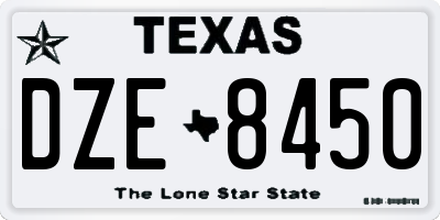 TX license plate DZE8450