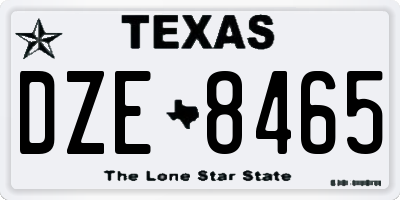 TX license plate DZE8465