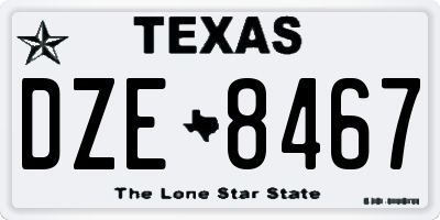 TX license plate DZE8467