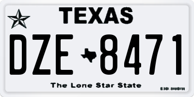 TX license plate DZE8471