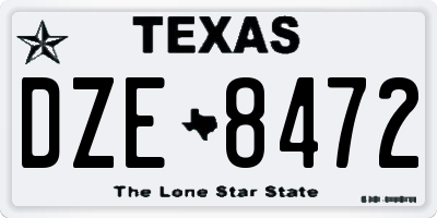 TX license plate DZE8472