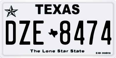 TX license plate DZE8474