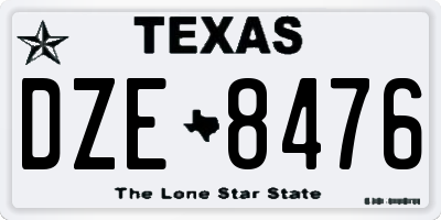TX license plate DZE8476