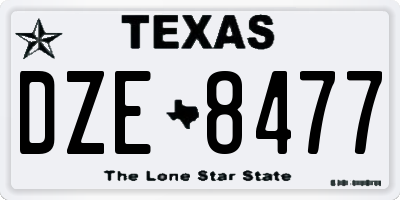 TX license plate DZE8477