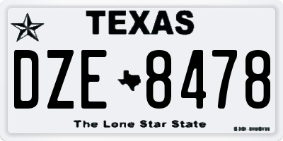 TX license plate DZE8478