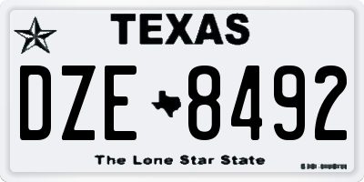 TX license plate DZE8492