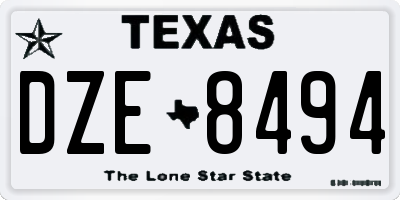 TX license plate DZE8494