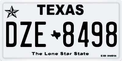 TX license plate DZE8498