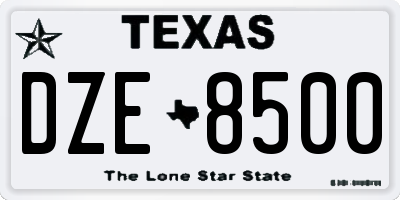 TX license plate DZE8500