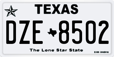 TX license plate DZE8502