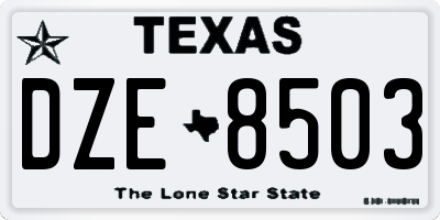 TX license plate DZE8503