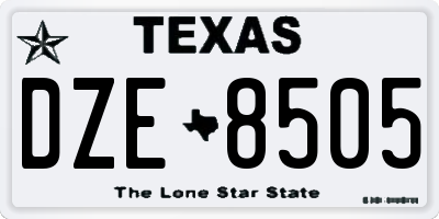 TX license plate DZE8505