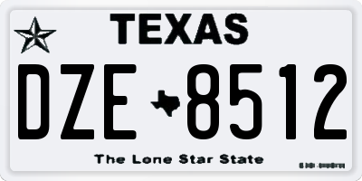 TX license plate DZE8512