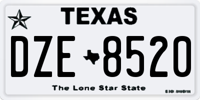 TX license plate DZE8520