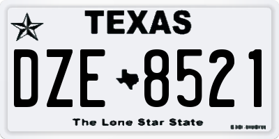 TX license plate DZE8521
