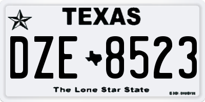 TX license plate DZE8523
