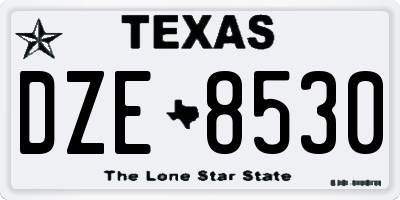 TX license plate DZE8530