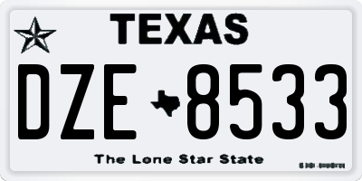 TX license plate DZE8533