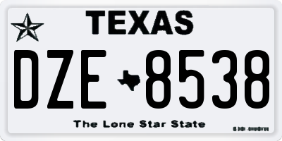 TX license plate DZE8538