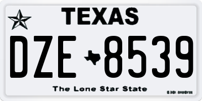 TX license plate DZE8539