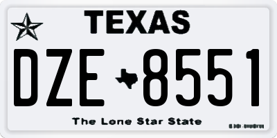 TX license plate DZE8551