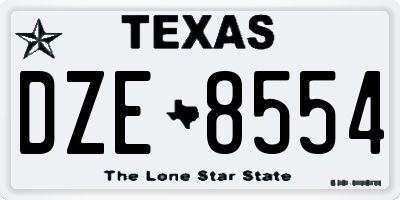 TX license plate DZE8554
