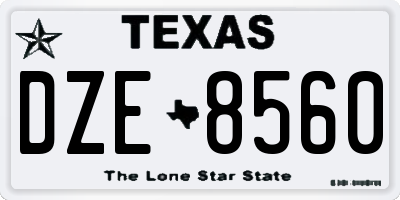 TX license plate DZE8560