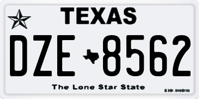 TX license plate DZE8562