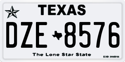 TX license plate DZE8576