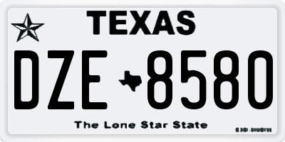 TX license plate DZE8580