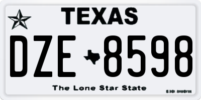 TX license plate DZE8598