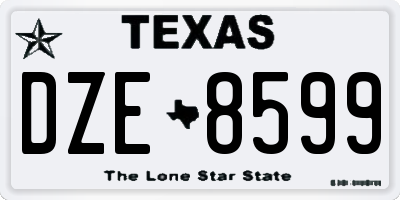 TX license plate DZE8599