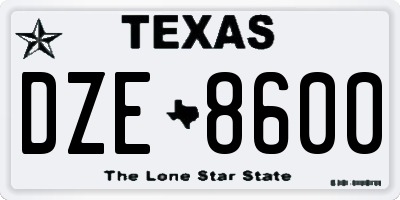 TX license plate DZE8600