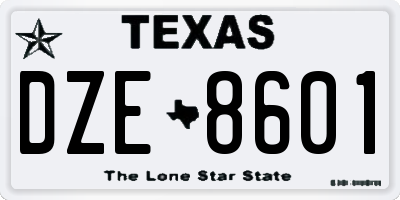 TX license plate DZE8601