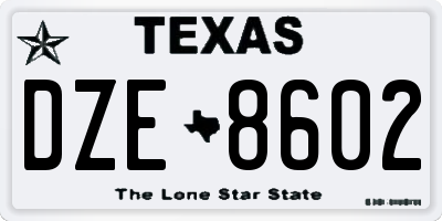 TX license plate DZE8602
